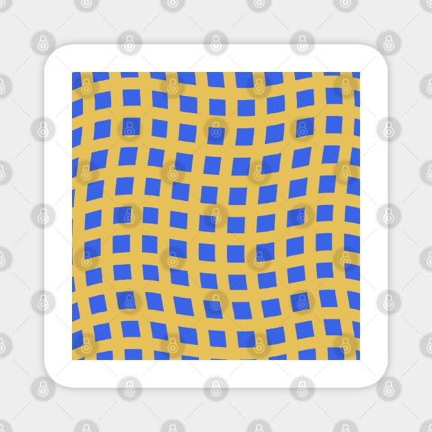 Curvy Grid Pattern (Blue and Yellow) Magnet by cecececececelia