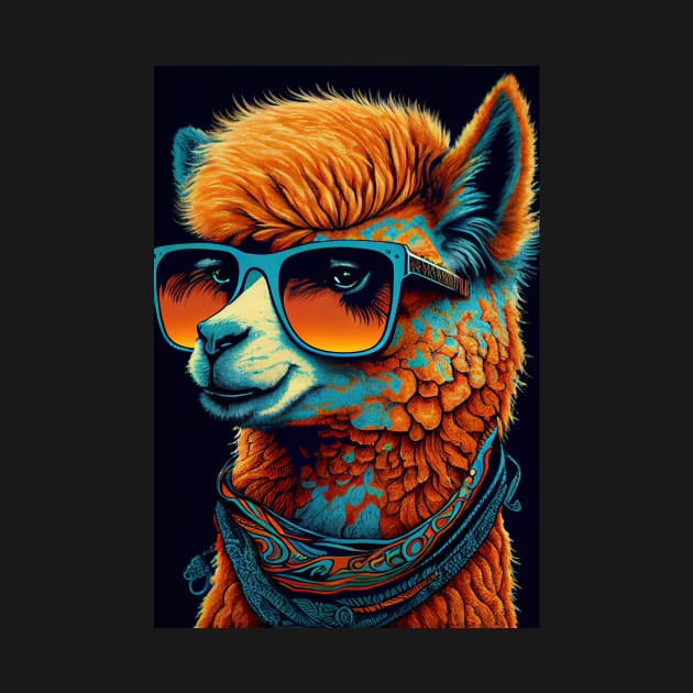 Alpaca Wearing Sunglasses and Bandana by dholzric