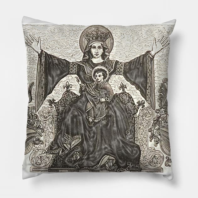 Saint Mary and her baby Jesus Pillow by Marccelus