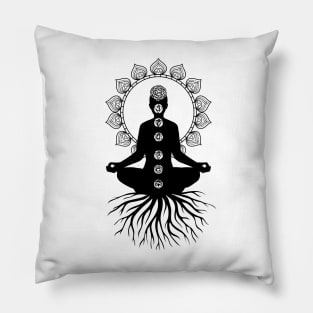 Meditator Roots, Chakras and Mandala - Yoga Gift Idea Pillow