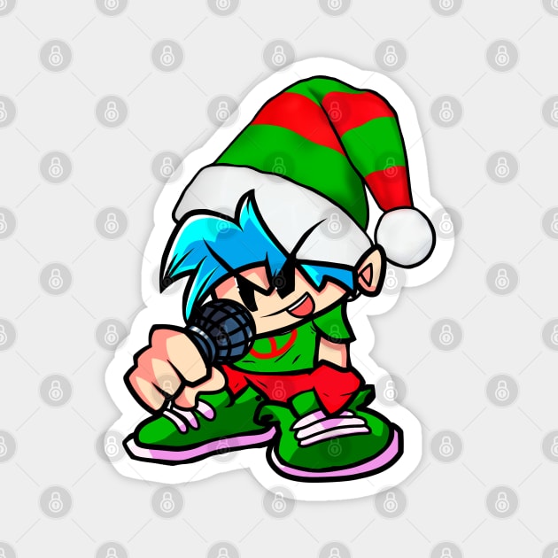 Xmas BoyFriend Elf FNF Detailed Version Magnet by Abrek Art