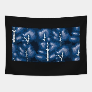 blue birch forest at night, seamless pattern Tapestry