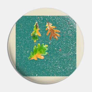 Rainy Leaves on Teal Blue Terrazzo Background Pin