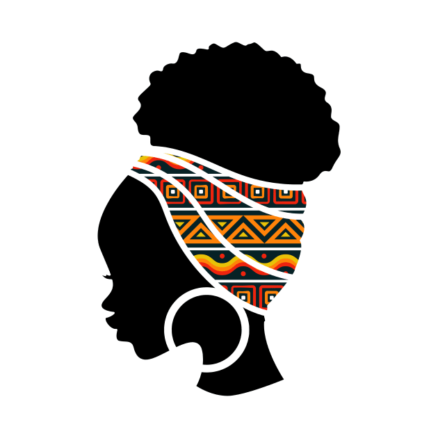 Afro Hair Woman with African Pattern Headwrap by dukito