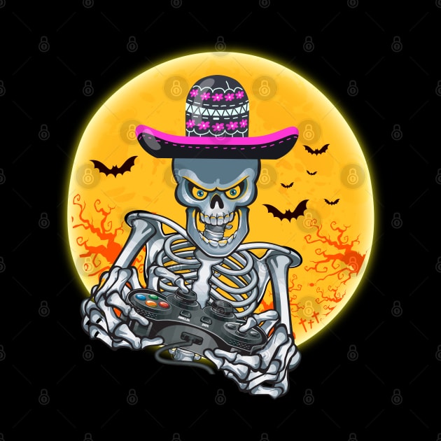 Halloween Gamer Gift Skeleton by Xpert Apparel