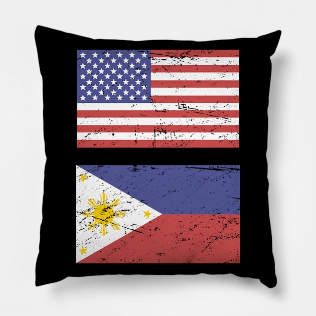 United States Flag & Philippines Flag Pillow by Wizardmode