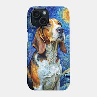 Beagle Dog Breed Painting in a Van Gogh Starry Night Art Style Phone Case