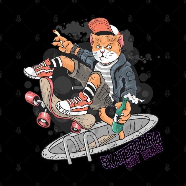 Cat skateboard pop punk by sharukhdesign