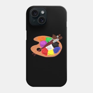 Paint Palette and Artist Brushes (Black Background) Phone Case