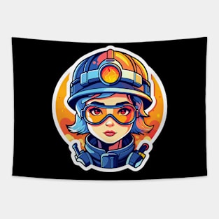 Firefighter Illustration Tapestry