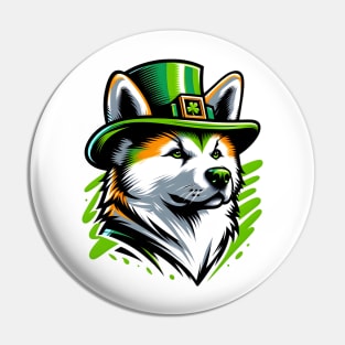 Japanese Akitainu Revels in Saint Patrick's Day Pin