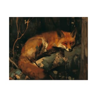 Red Fox Cozy Sleeping Forest T-Shirt