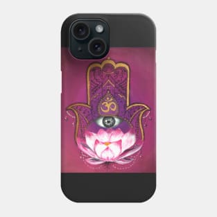 Hand of Fatima - Hamsa hand with om all seeing eye Phone Case