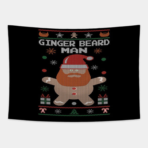 Ginger Beard Man Ugly Christmas Tapestry by EthosWear