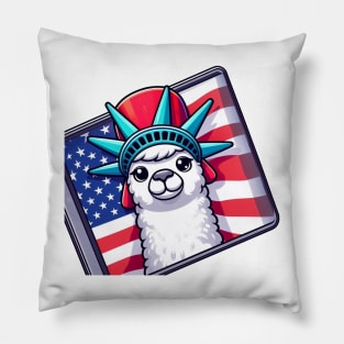 A Whimsical Tribute to American Culture in Cartoon Style Pillow