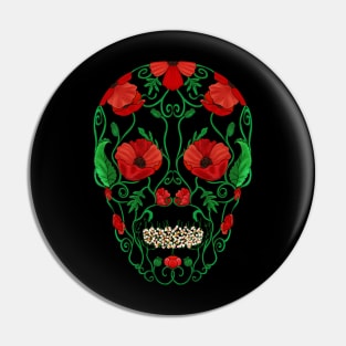 Calavera de Amapola Pin