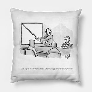 Classic Business Optimism Cartoon Pillow