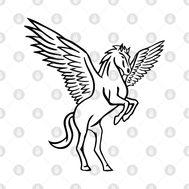 Pegasus Line Drawing by shaldesign