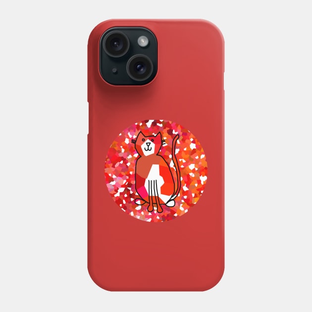 Minimal Line Drawing of Cat on Red Phone Case by ellenhenryart