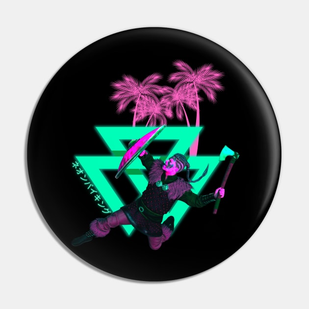 Neon Viking Vaporwave Aesthetic Ragnar Pin by Shirt Vibin