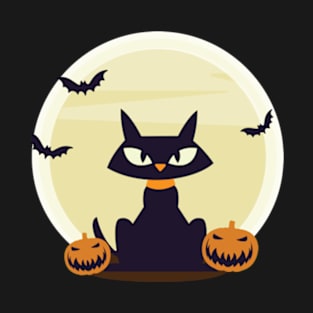 Black Cat Halloween T-Shirt