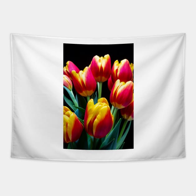 Gold And Red Tulip Bunch Tapestry by photogarry