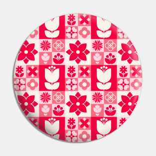 Modern flower pattern Pink Pin