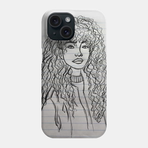 Curly Hair Sketch Phone Case by PandaUnni
