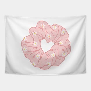 Light pink hair scrunchie with daisies Tapestry