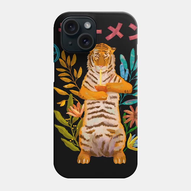 Tiger eating a ramen Phone Case by BOO