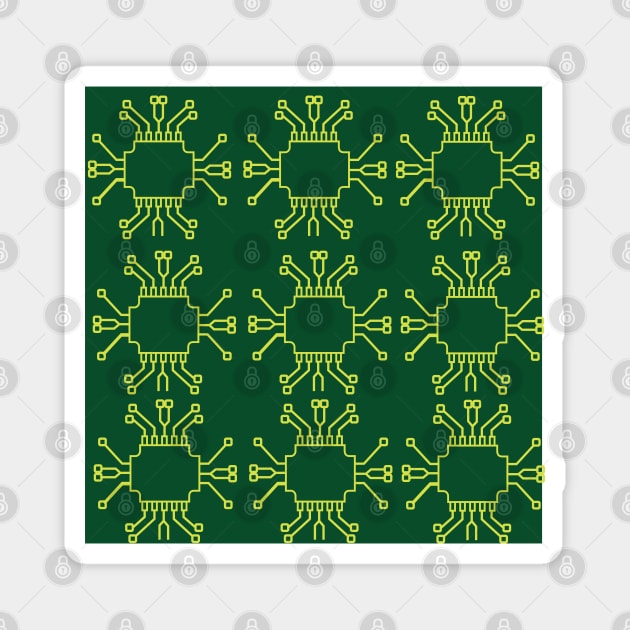 Printed circuit Board PCB Seamless Pattern Design for Electronics engineer and Technicians and engineering Students Magnet by ArtoBagsPlus