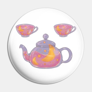 Soft pink night tea set Pin