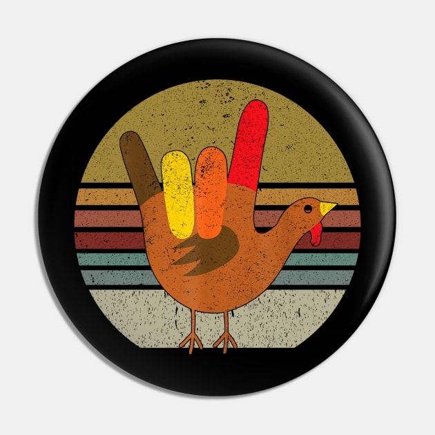 Peace Sign Turkey Hand Cool Thanksgiving Hippie Men Women Pin by The Design Catalyst