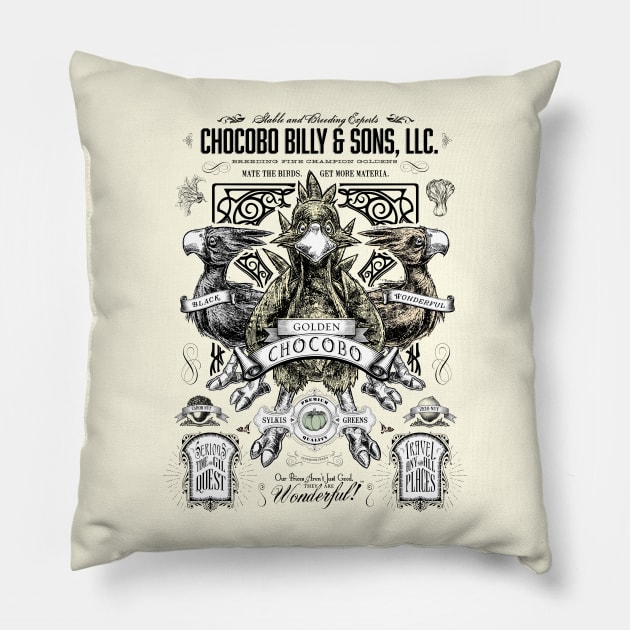 Chocobo Billy and Sons LLC Pillow by barrettbiggers