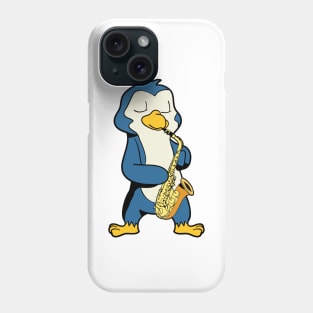 Cartoon penguin playing saxophone Phone Case