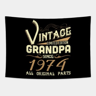 Vintage Grandpa Since 1974 Funny Man Myth Legend Daddy Tapestry