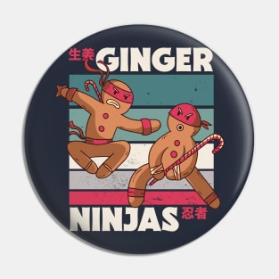 Funny Christmas Ginger Ninjas // Retro Cartoon Ginjas Pin