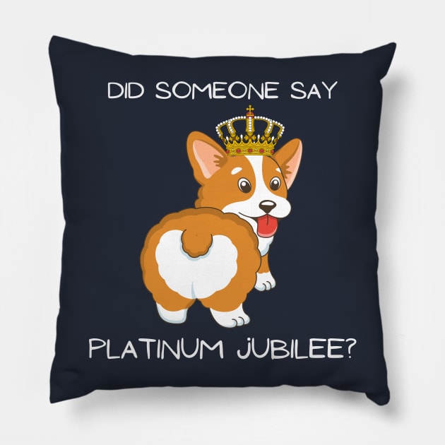 Funny Corgi Platinum Jubilee 2022 Pillow by Katebi Designs