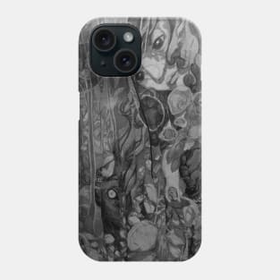 Girl in flowers, black and white Phone Case