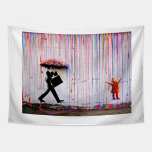 Banksy Colorful Rain Tapestry