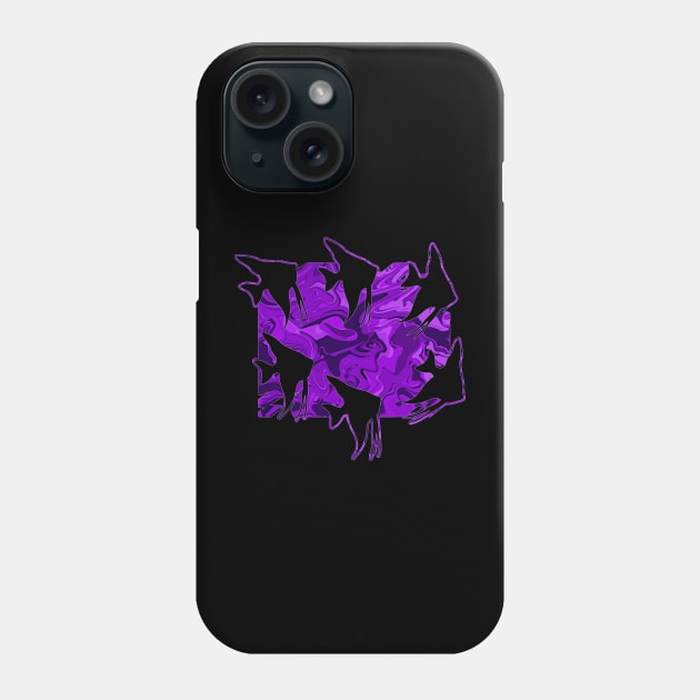 Currents Liquid Abstract Violet Angelfish Silhouette Phone Case by Mazz M