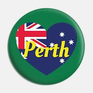 Perth Australia Australian Flag Heart Pin