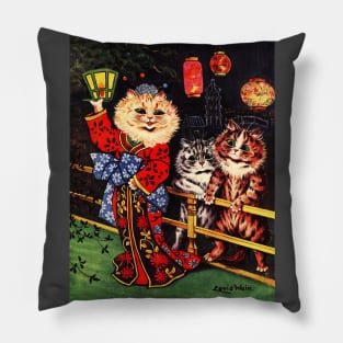 Japanese Beauty Cat by Louis Wain Pillow