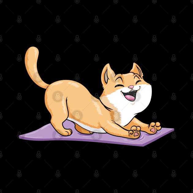 Cute cat on a yoga mat by Markus Schnabel