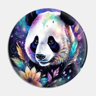 Fantasy, Watercolor, Panda Bear With Flowers and Butterflies Pin