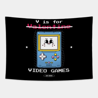 V Is For Video Games Funny Valentines Day Gamer Tapestry