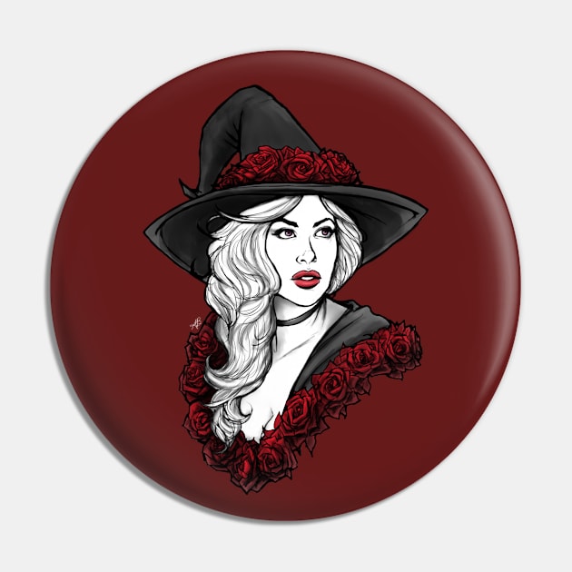 Rose Witch (Color) Pin by Art of Ariel Burgess