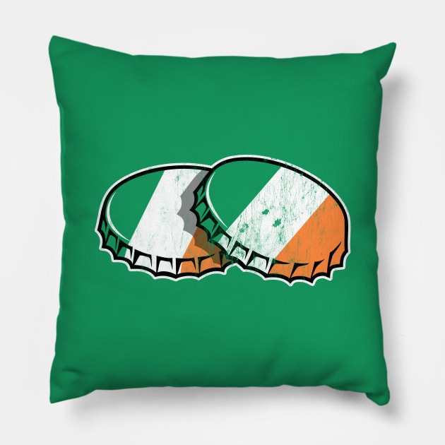 St. Patrick's Day Irish Stout Bottle Caps Pillow by Hixon House