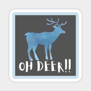 Let it Snow and Oh Deer print winter gray and  blue Magnet