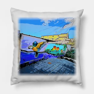 parrot, Mural, oil painting Pillow